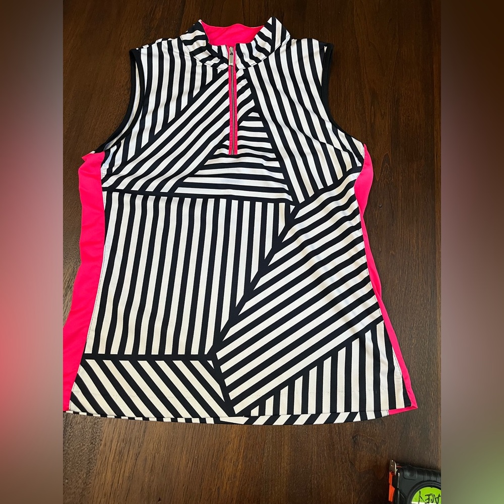 Like new tail pink and Black Striped shirt